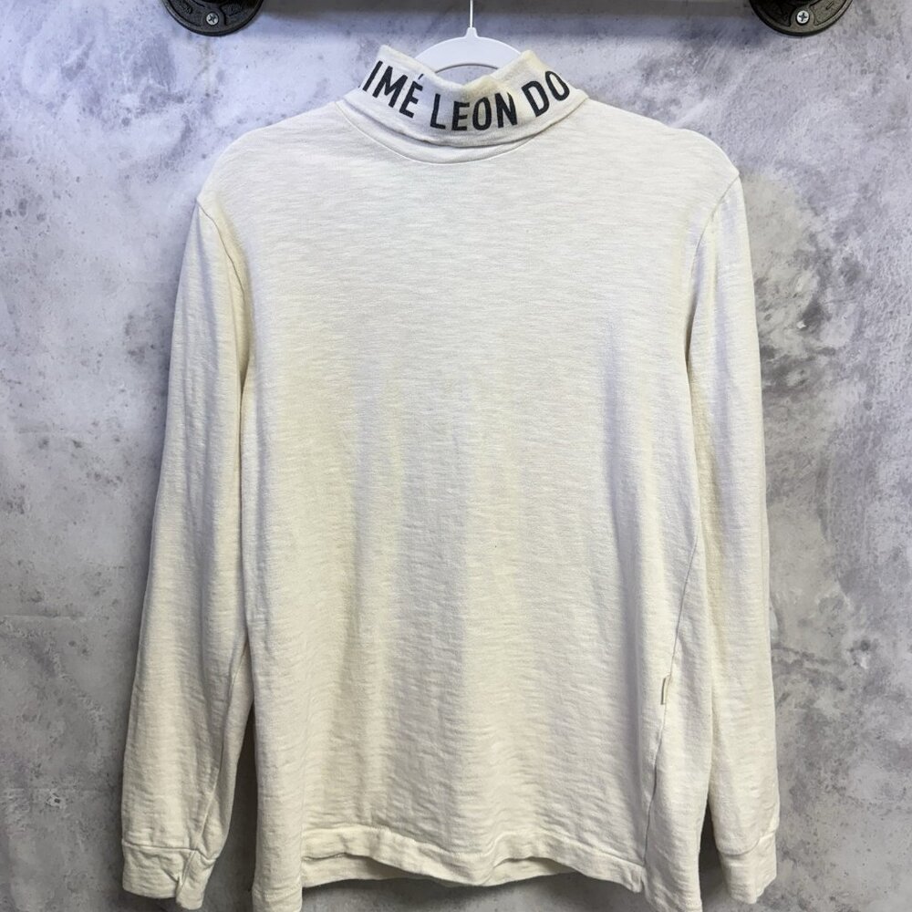 Aime Leon Dore T Shirt Mens XS 19x25.5 White Turtle Neck Long Sleeve